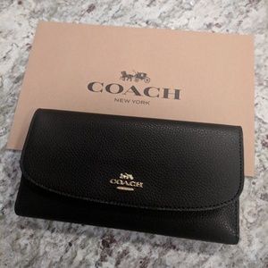 Coach women's check book wallet 100% authentic